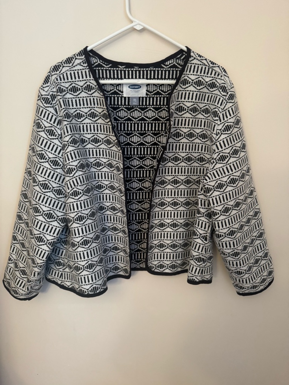 Old Navy Black & White Jacquard Open Front Jacket Women’s Size XXL NWT - Picture 2 of 7